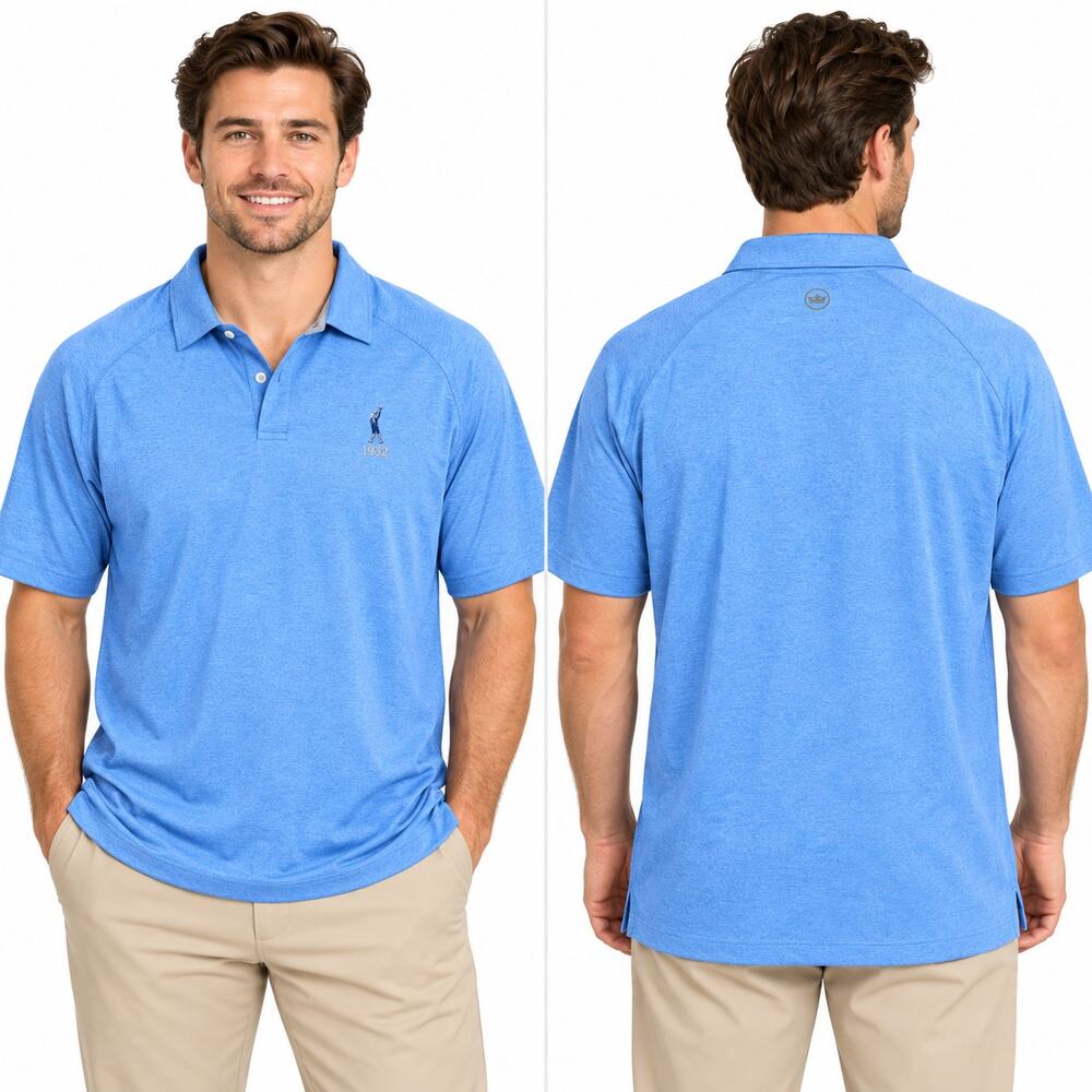 Peter Millar Amsterdam Technical Polo Men's XXL Blue 1932 Golf Logo UPF 50+